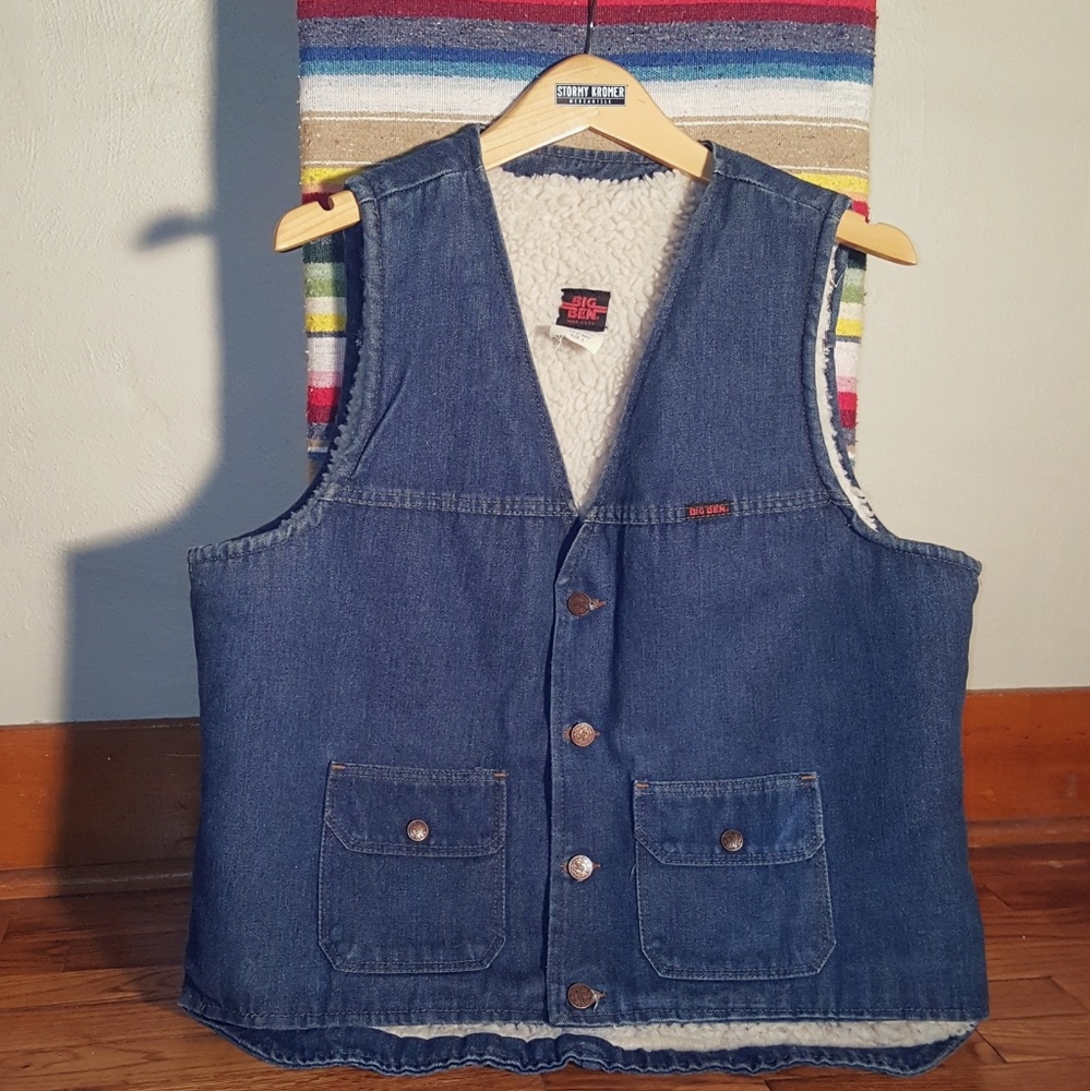 Vintage Big Ben Sherpa lined denim vest.